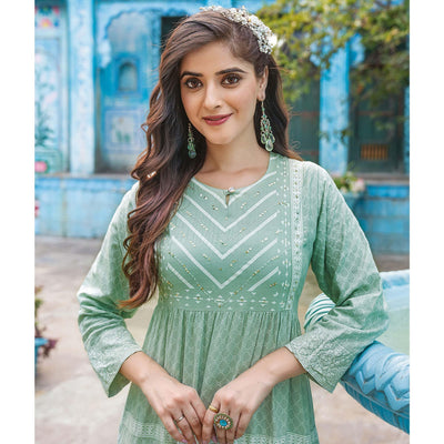 green-printed-with-sequence-embroidered-rayon-kurti
