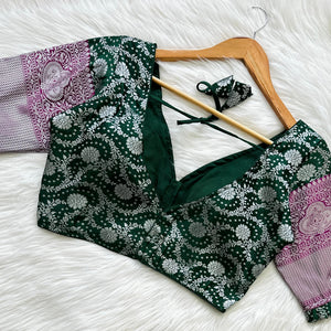 Green Pure Banarasi Blouse with Stunning Weaving – Perfect Fit for Any Occasion