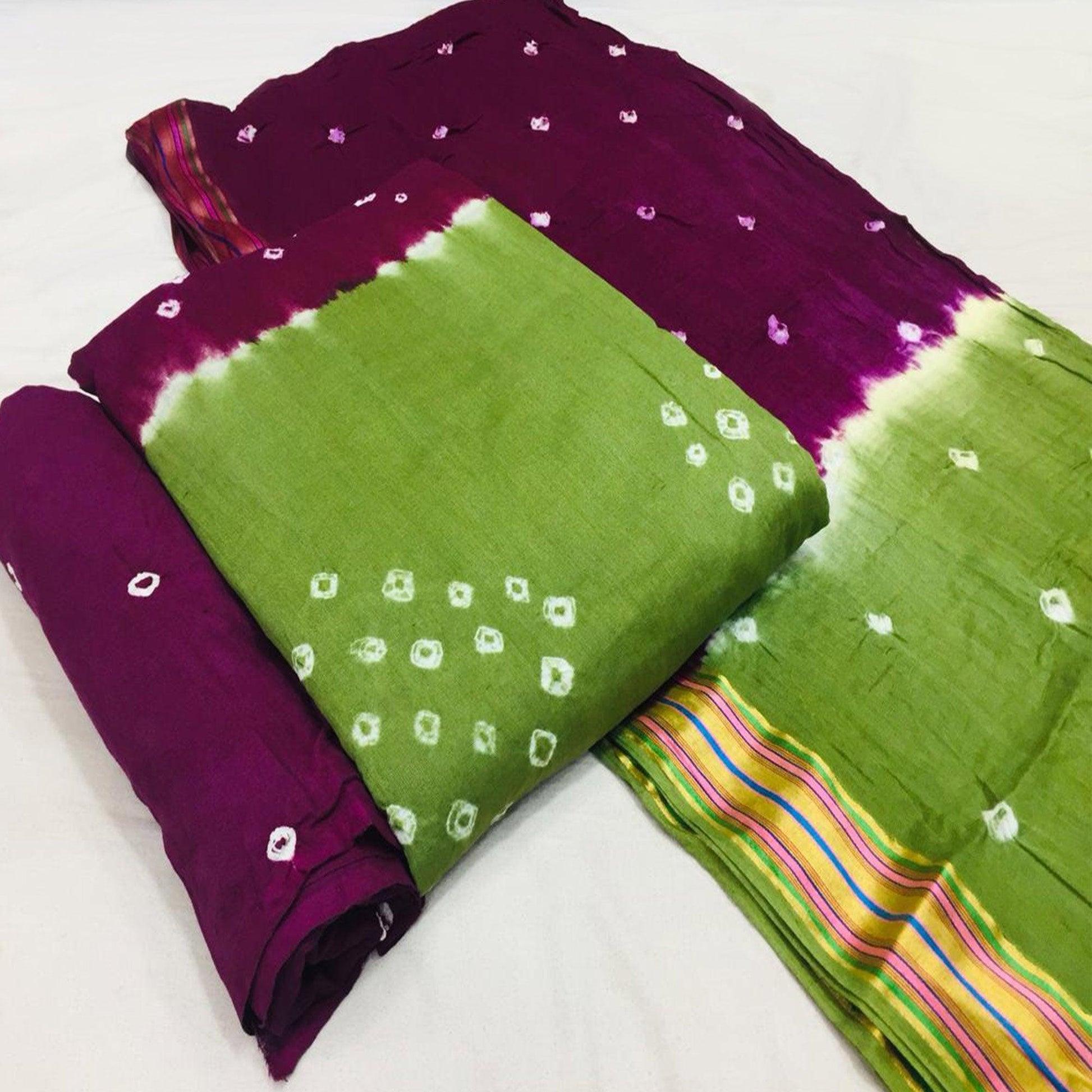 green-purple-bandhani-printed-cotton-blend-dress-material