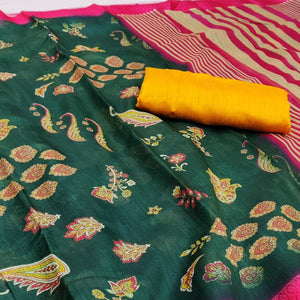 green-rani-festive-wear-floral-digital-printed-with-woven-border-soft-cotton-saree-108090