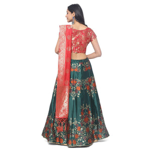 green-red-festive-wear-floral-woven-jacquard-lehenga-choli-134353