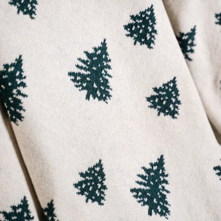 Green Reversible Christmas Tree Throw Blanket