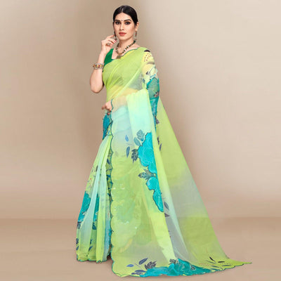 green-sequence-printed-organza-saree