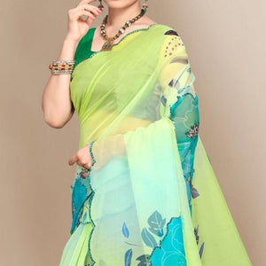 green-sequence-printed-organza-saree