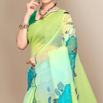 green-sequence-printed-organza-saree