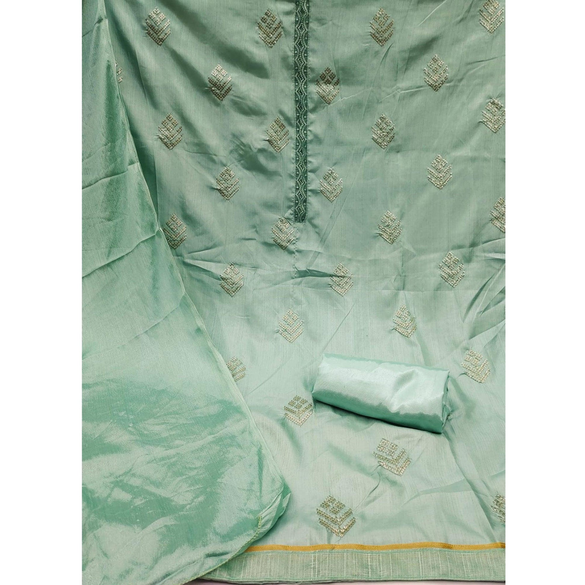 green-sequence-embroidered-art-silk-dress-material