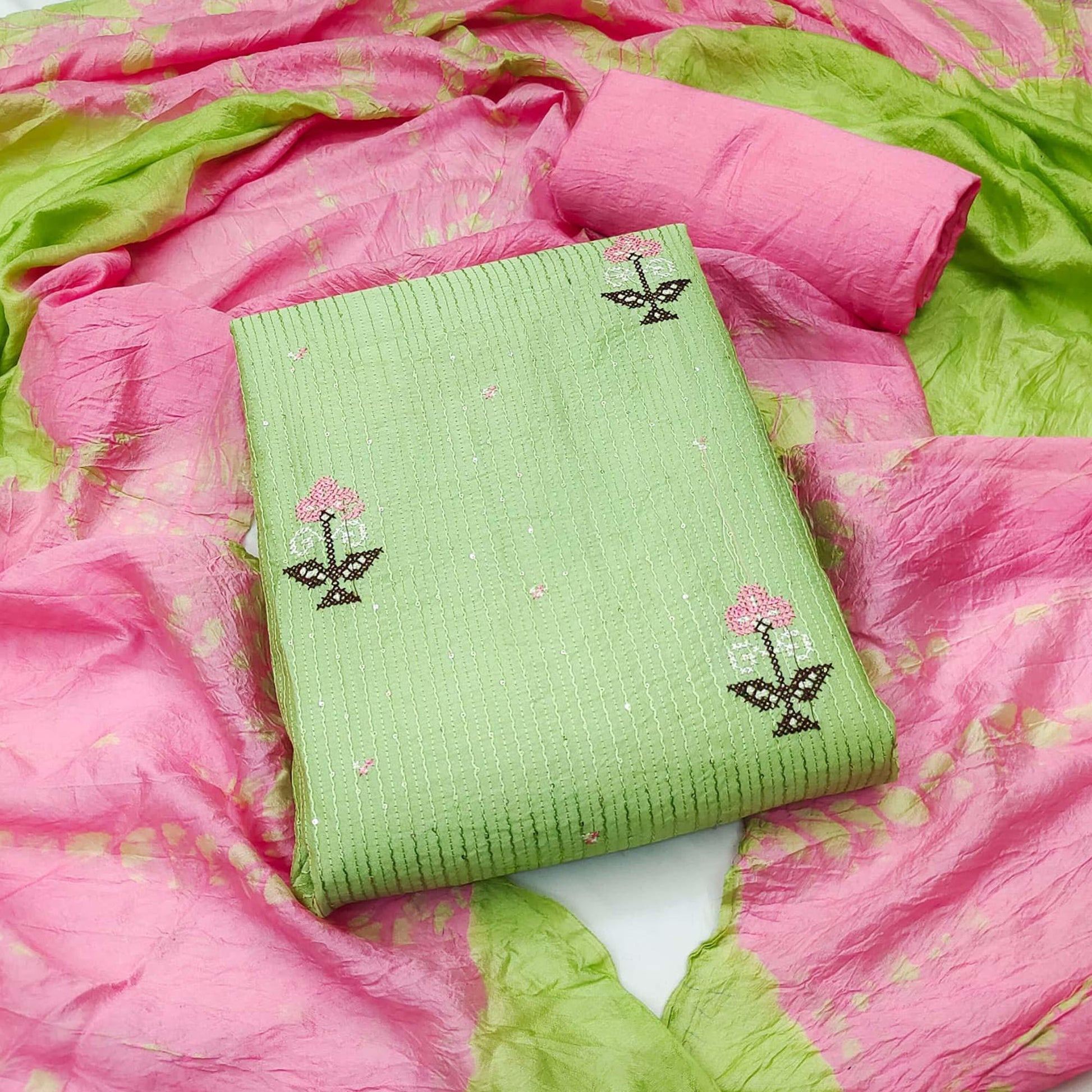 green-sequence-embroidered-chanderi-dress-material-145279