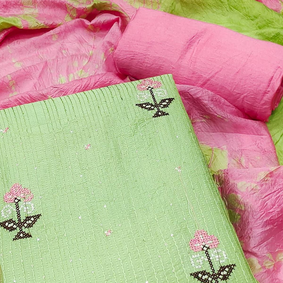 green-sequence-embroidered-chanderi-dress-material-145279