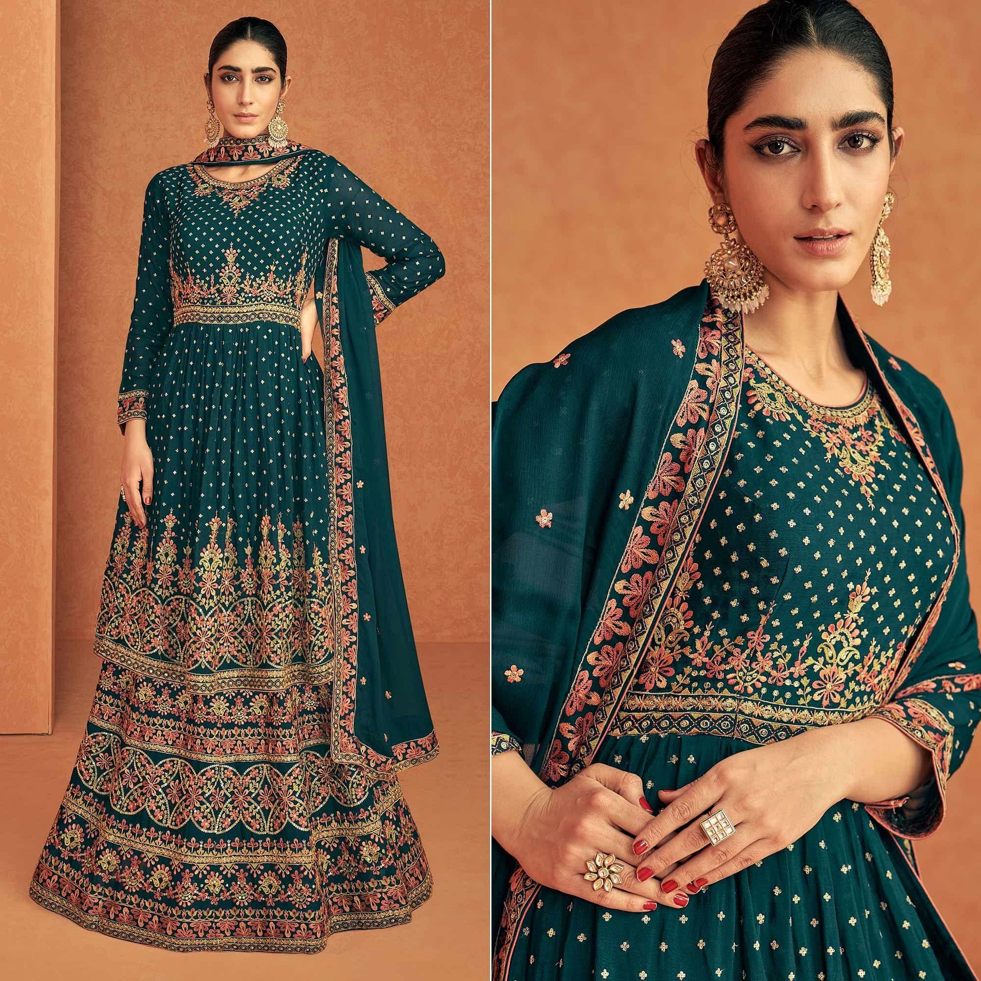 blue-sequence-embroidered-georgette-lehenga-with-top-144005