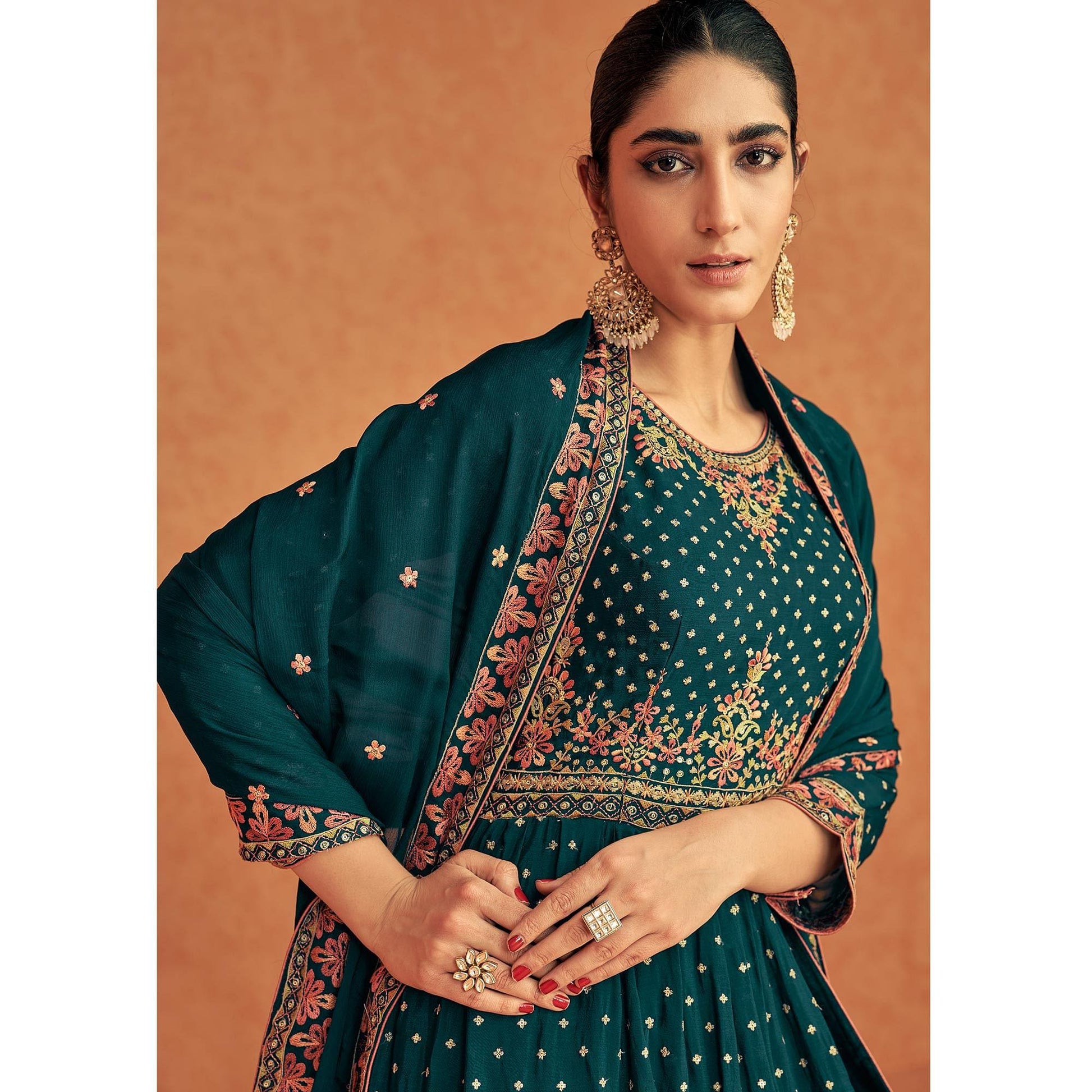 blue-sequence-embroidered-georgette-lehenga-with-top-144005