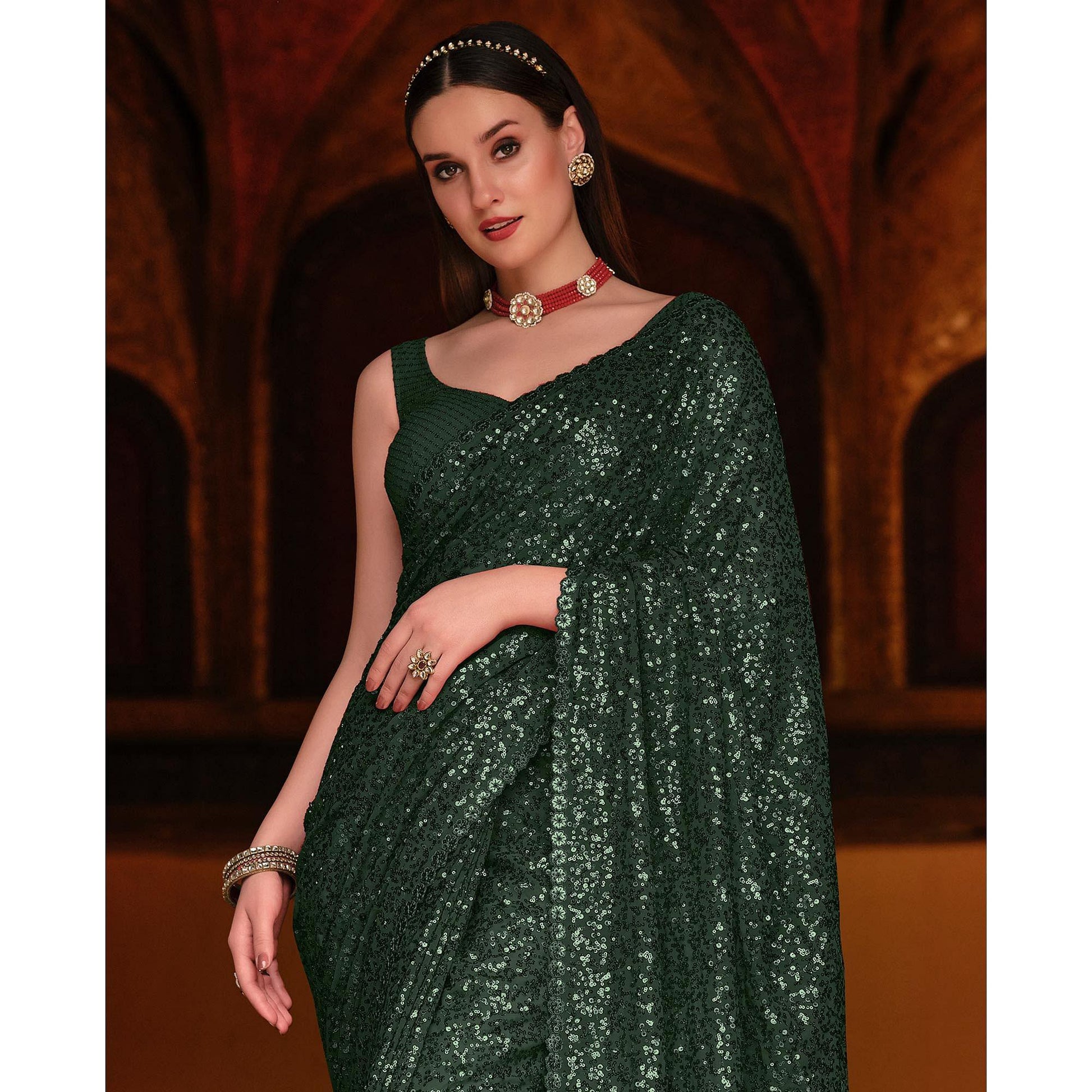 green-sequence-embroidered-georgette-saree-143214