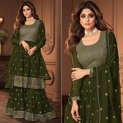 green-partywear-sequence-embroidered-georgette-sharara-suit-141089
