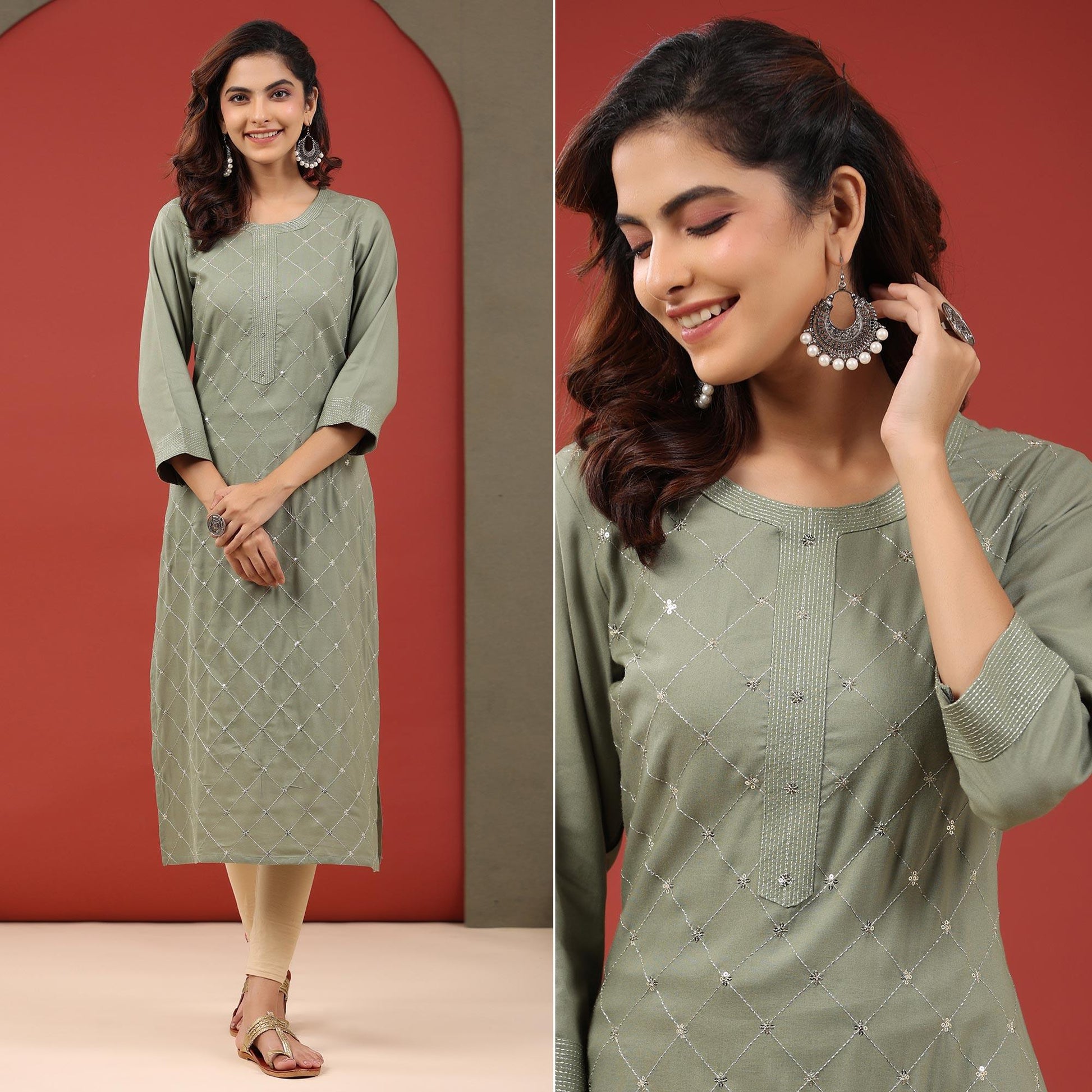 green-sequence-embroidered-pure-cotton-kurti