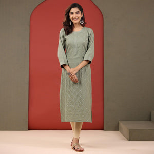 green-sequence-embroidered-pure-cotton-kurti