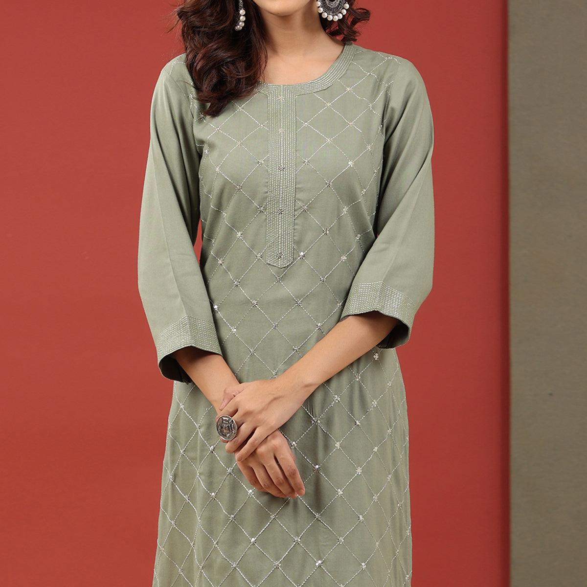 green-sequence-embroidered-pure-cotton-kurti