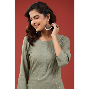 green-sequence-embroidered-pure-cotton-kurti