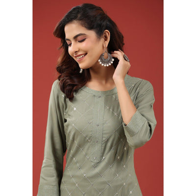 green-sequence-embroidered-pure-cotton-kurti