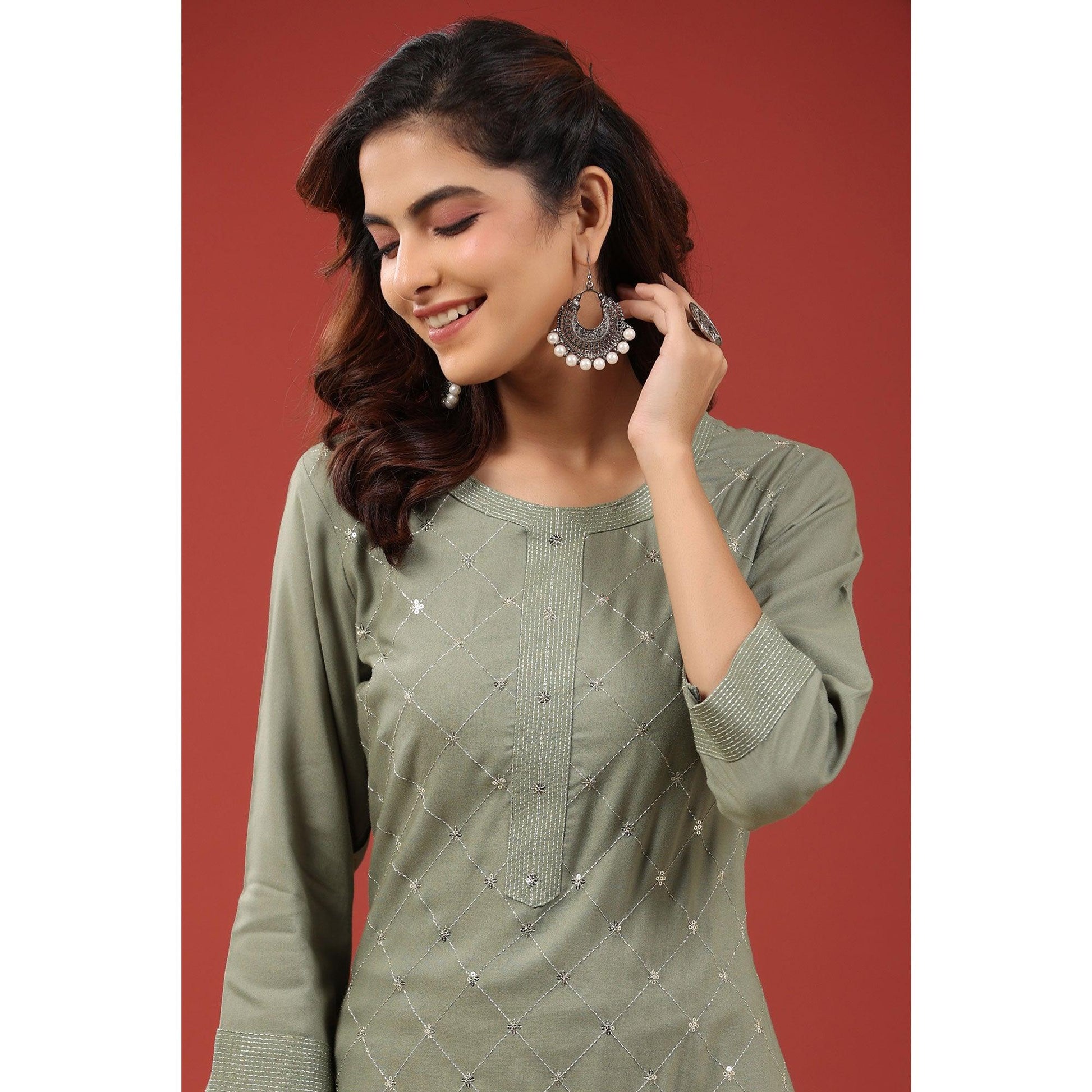 green-sequence-embroidered-pure-cotton-kurti