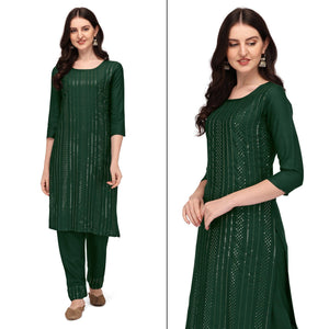 green-sequence-embroidered-rayon-kurti-pant-set