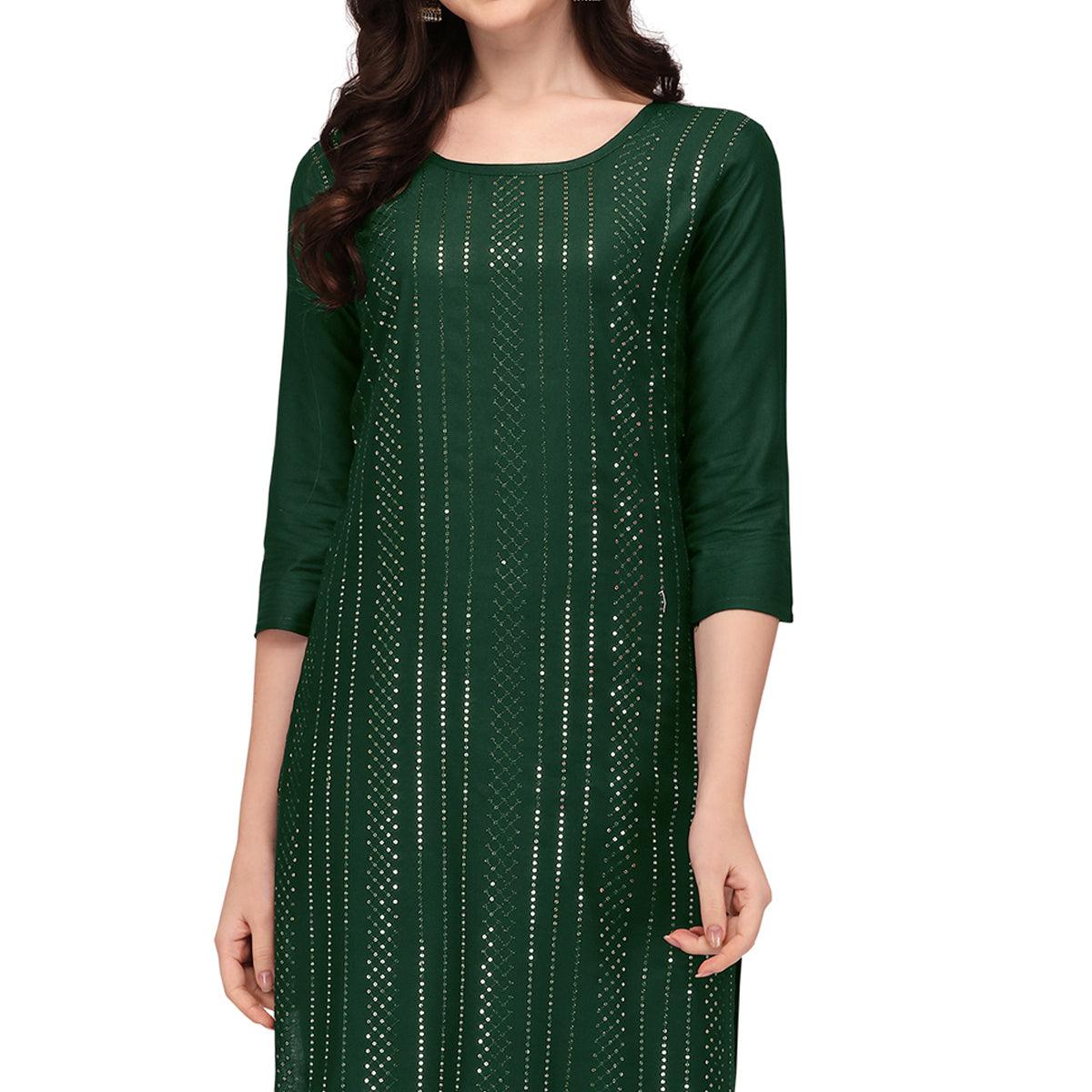 green-sequence-embroidered-rayon-kurti-pant-set