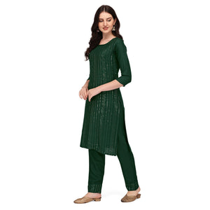 green-sequence-embroidered-rayon-kurti-pant-set