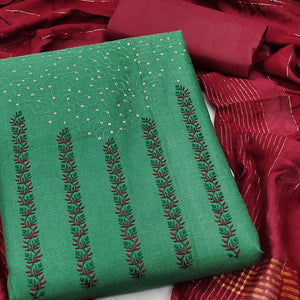 green-sequence-floral-embroidered-pure-cotton-dress-material-144986
