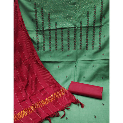green-sequence-floral-embroidered-pure-cotton-dress-material-144986