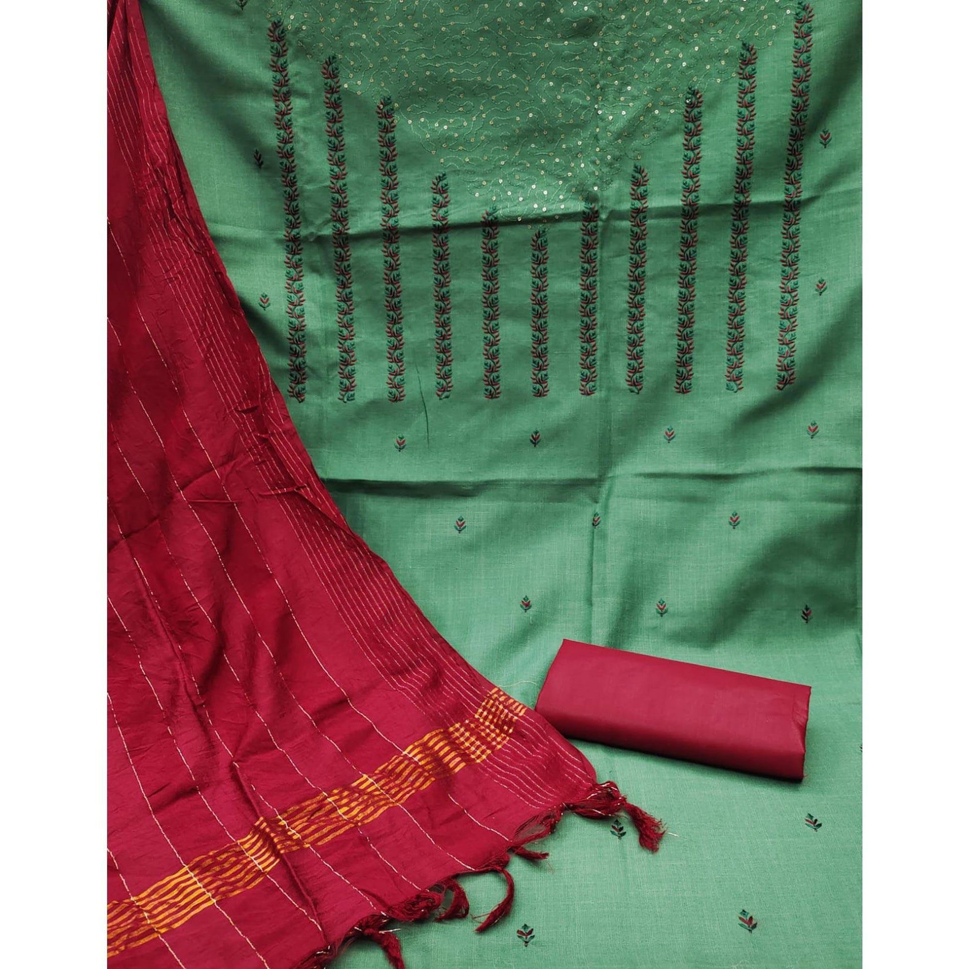 green-sequence-floral-embroidered-pure-cotton-dress-material-144986
