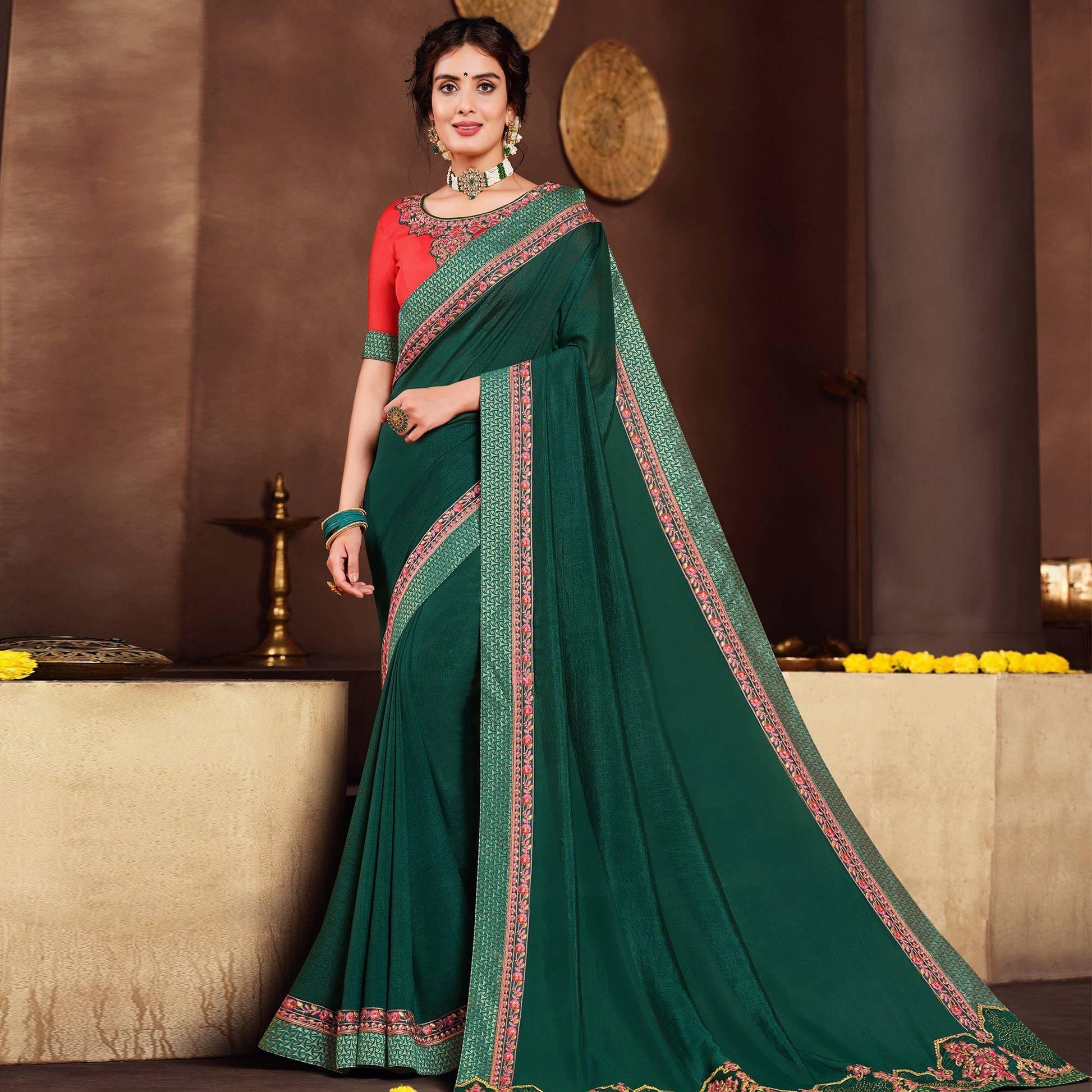 green-solid-art-silk-saree-144617