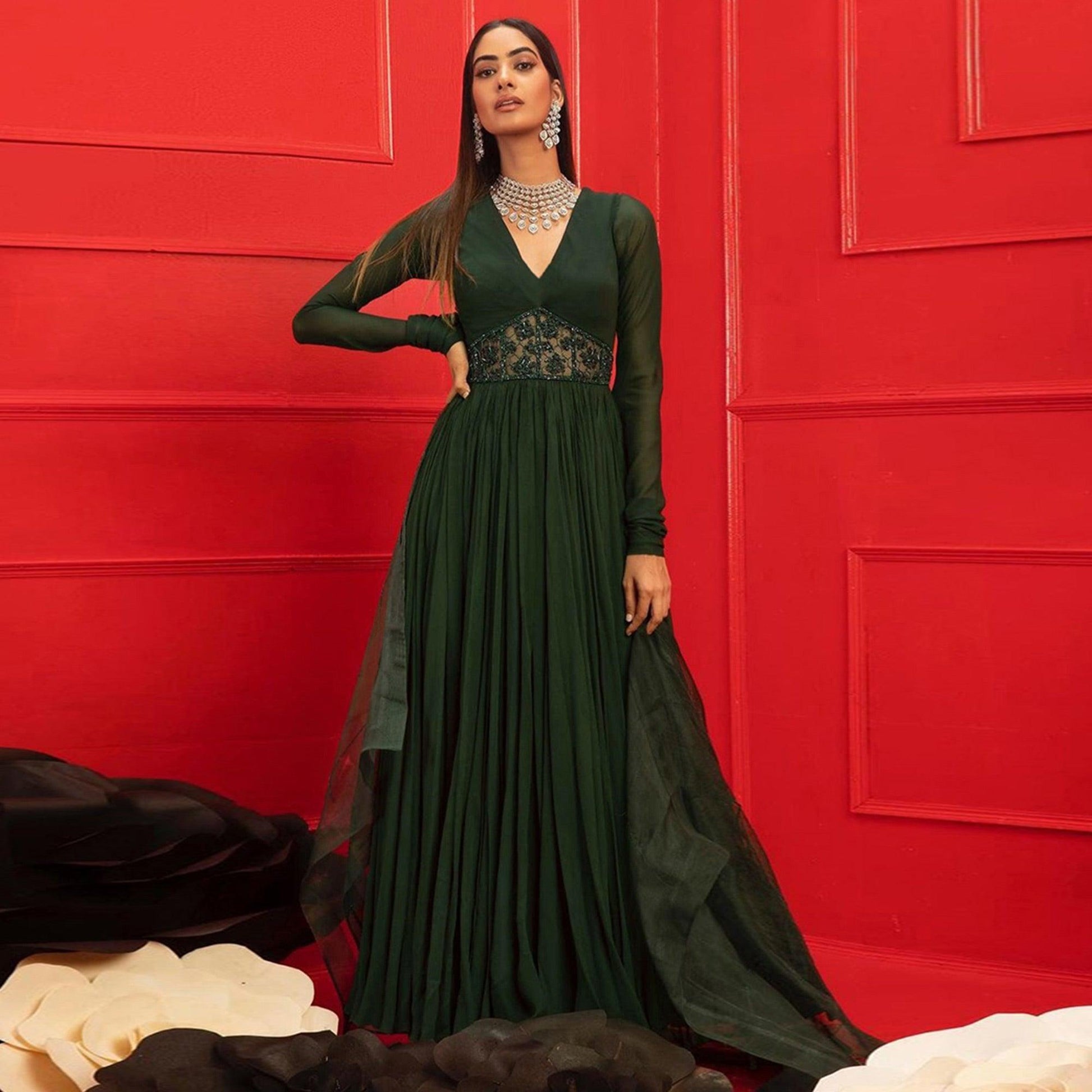 green-solid-handwork-georgette-gown-with-dupatta-144848