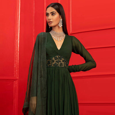 green-solid-handwork-georgette-gown-with-dupatta-144848