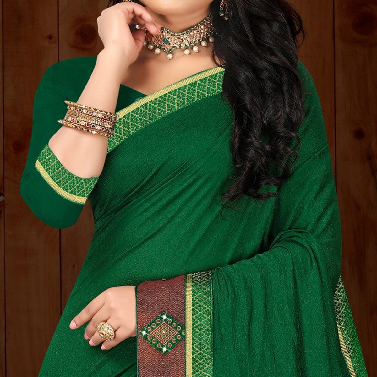 green-solid-vichitra-silk-saree-144589