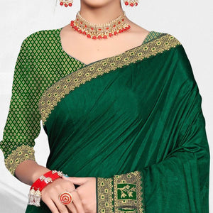 green-solid-vichitra-silk-saree