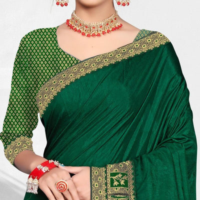 green-solid-vichitra-silk-saree