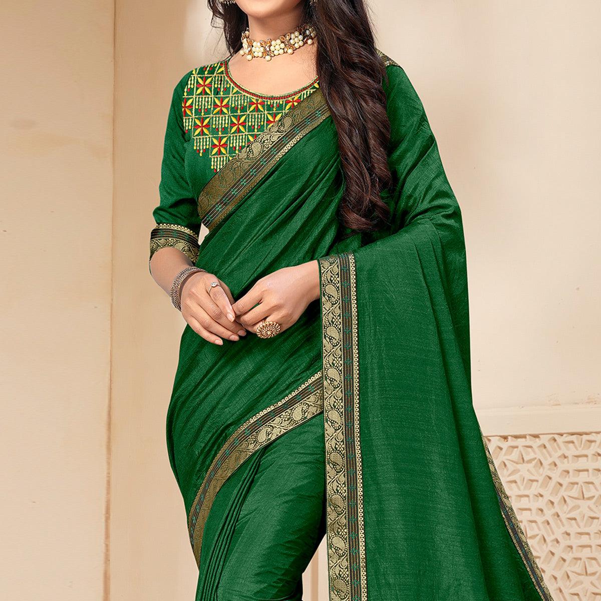 green-solid-vichitra-silk-saree-3
