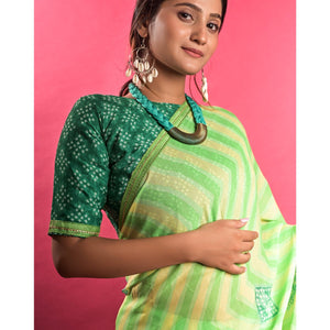 green-stripe-printed-chiffon-saree-145563