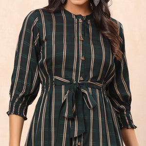 green-stripe-printed-rayon-dress