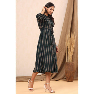 green-stripe-printed-rayon-dress