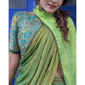 green-stripe-printed-satin-saree-144202