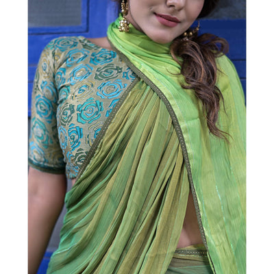 green-stripe-printed-satin-saree-144202