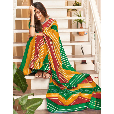 green-striped-printed-art-silk-saree-145469