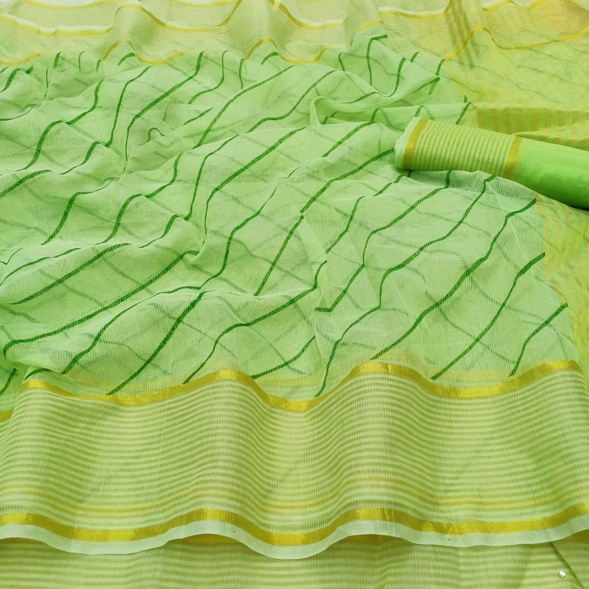 green-striped-printed-kota-doria-saree-with-tassels