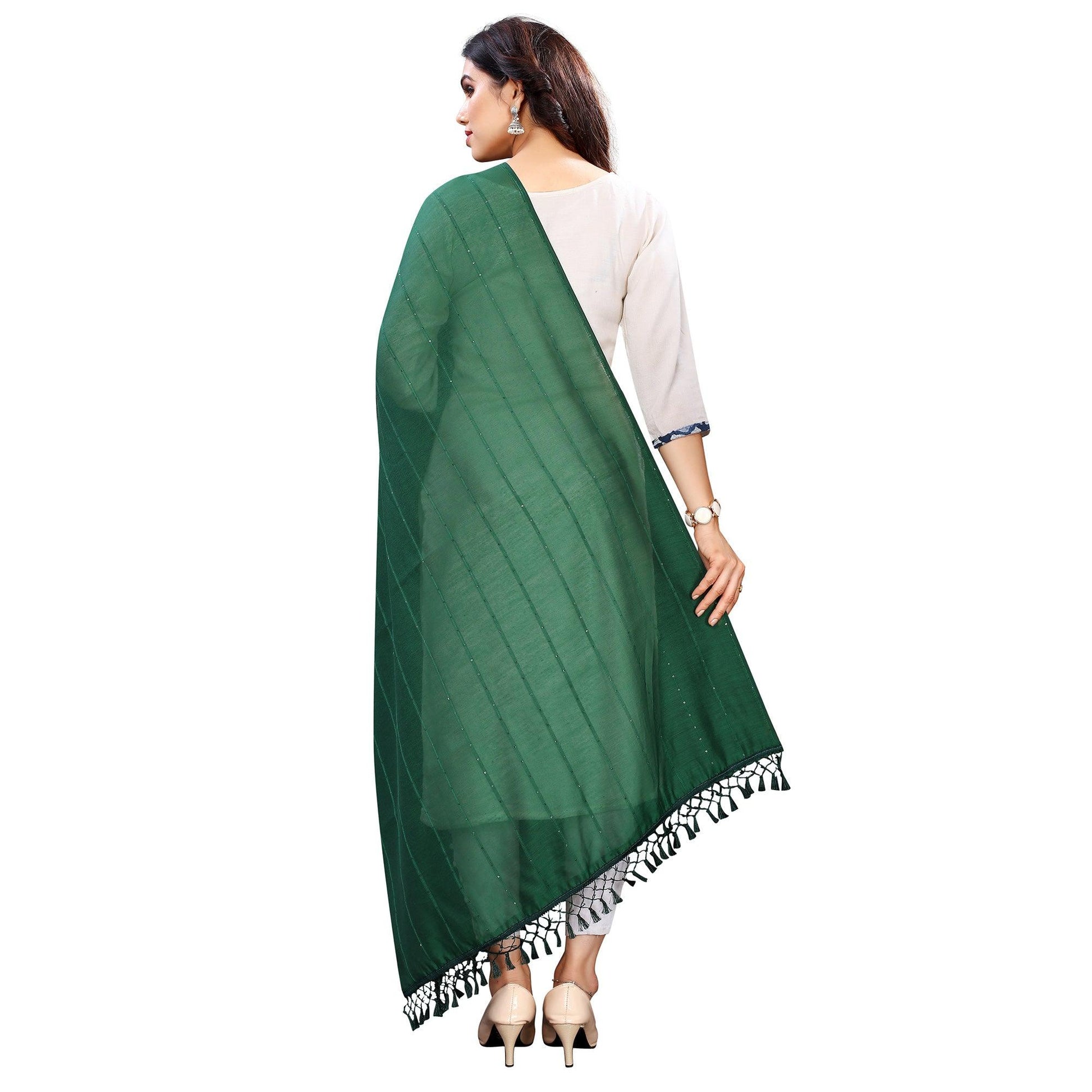 green-stripes-woven-sequence-festive-wear-cotton-silk-dupatta-106056