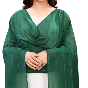 green-stripes-woven-sequence-festive-wear-cotton-silk-dupatta-106056