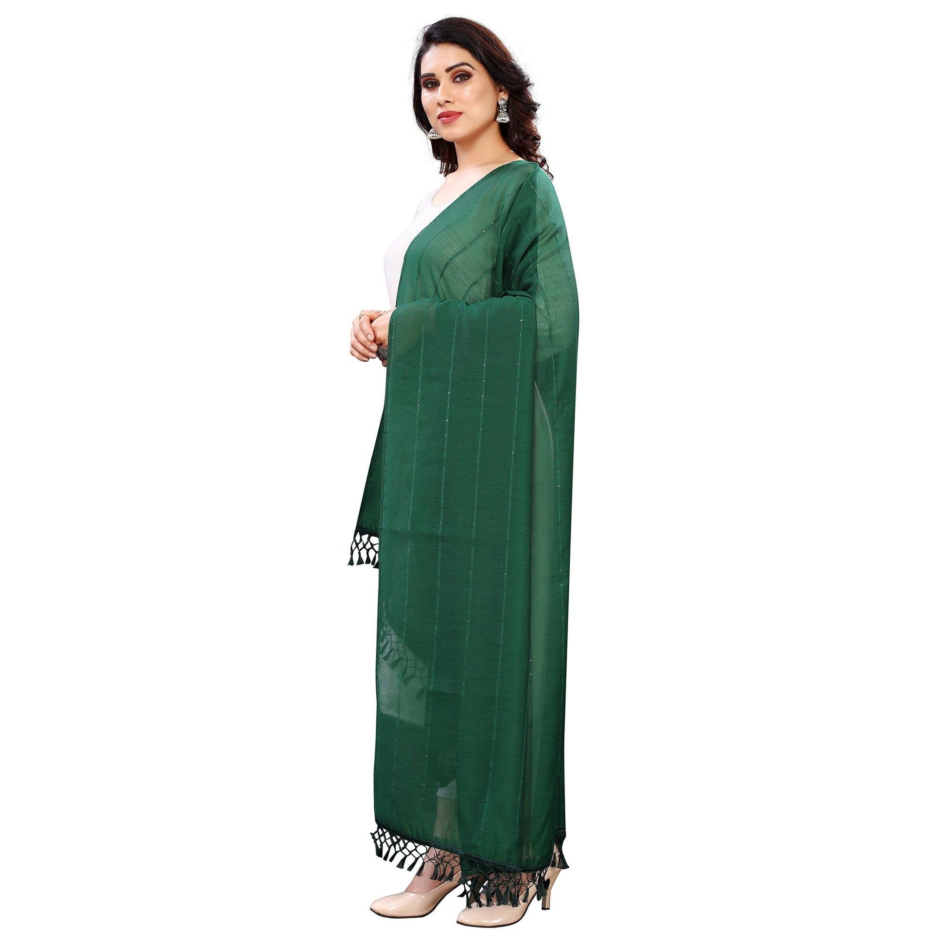 green-stripes-woven-sequence-festive-wear-cotton-silk-dupatta-106056