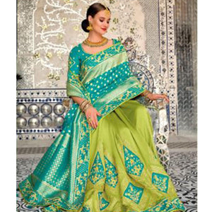 green-turquoise-festive-wear-weaving-and-embroidered-banarasi-silk-half-and-half-saree-with-tassels-140532