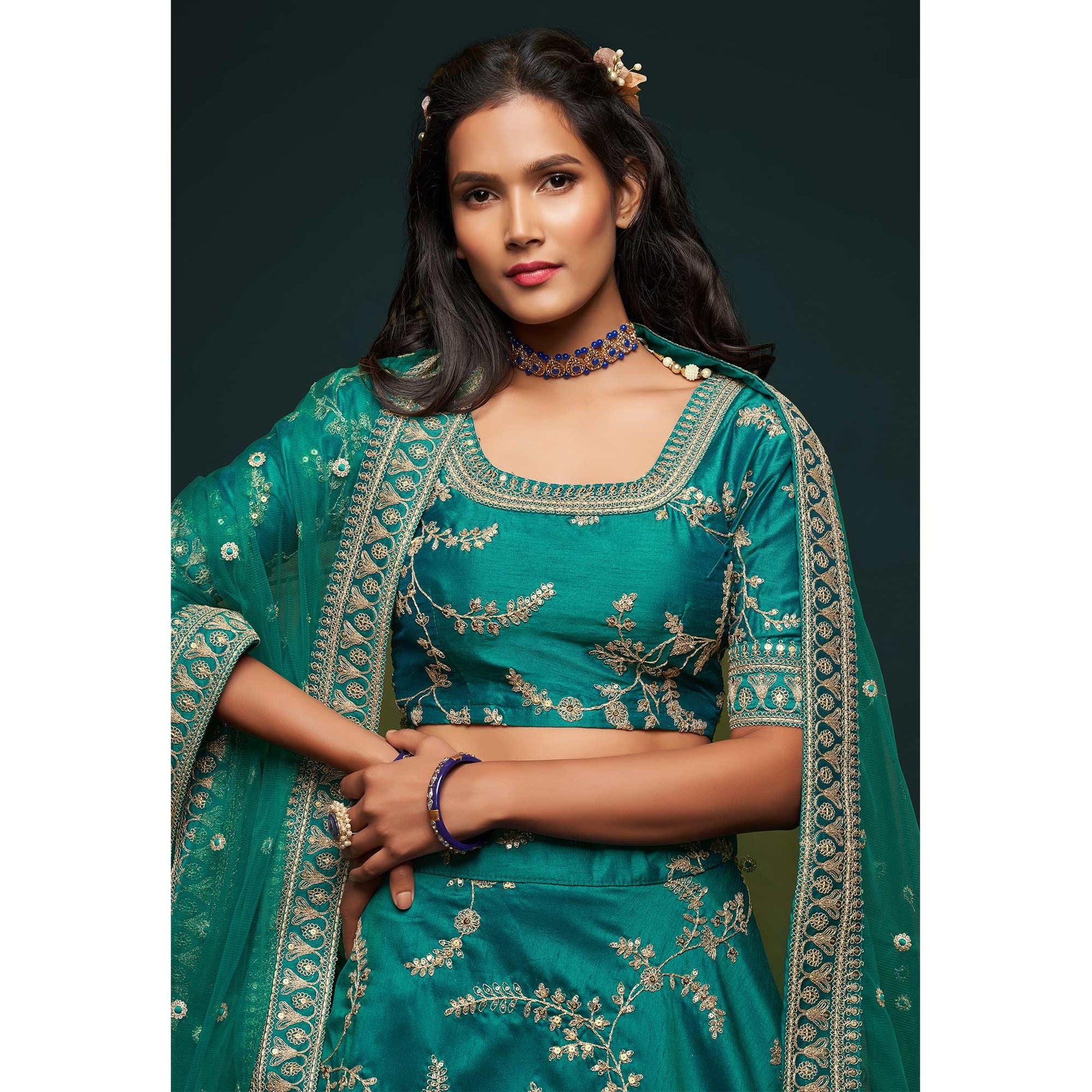 green-wedding-floral-sequins-embroidered-art-silk-lehenga-choli-124600