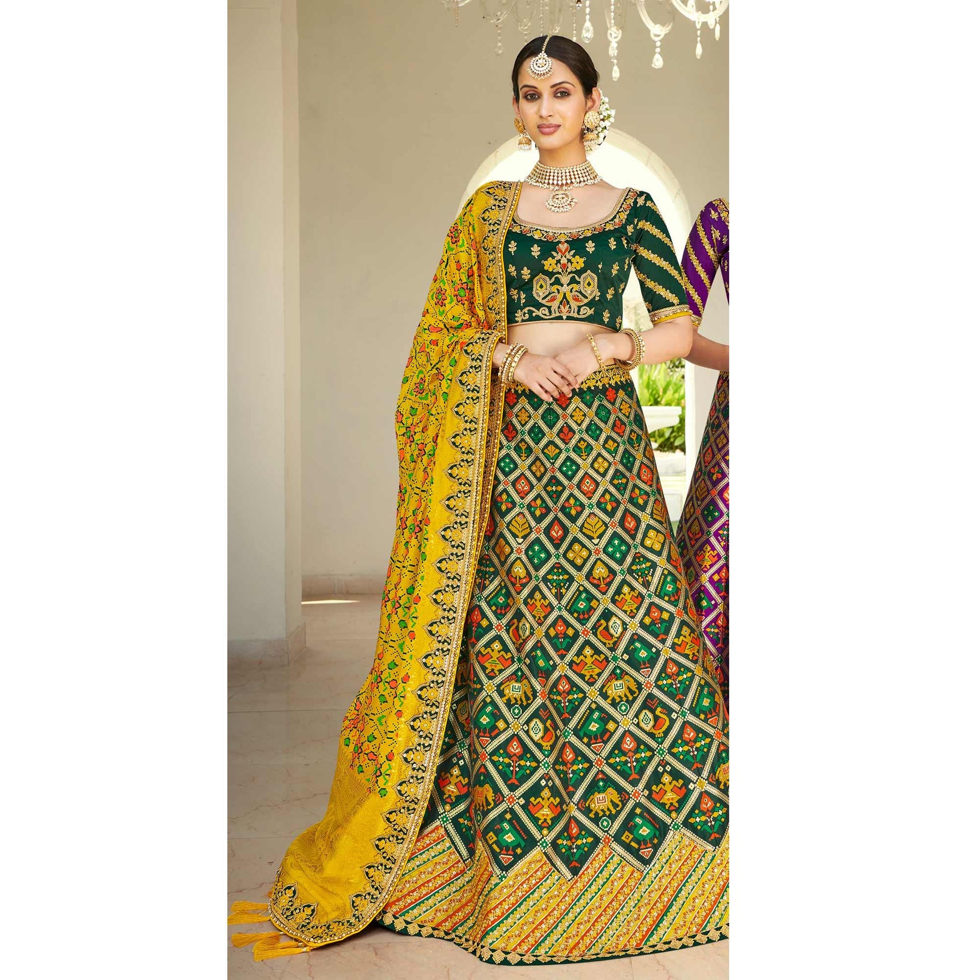 green-wedding-wear-heavy-embroidered-banarasi-silk-lehenga-choli-110488