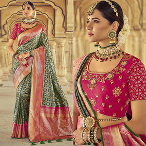 green-wedding-wear-resham-with-embellished-silk-kanjivaram-saree-139245