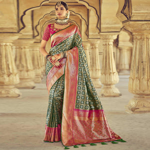 green-wedding-wear-resham-with-embellished-silk-kanjivaram-saree-139245